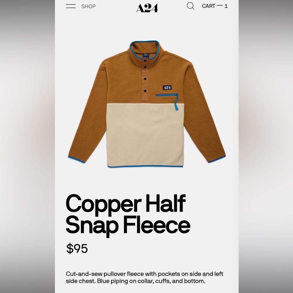 A24 Copper Half Snap Fleece 2xl xxl